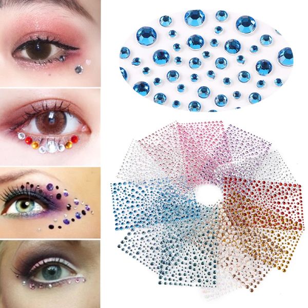 Tatuaggi 1 foglio di gioielli per diamanti makeup art eyeliner glitter faccia di gioielli adesivi temporanei per la festa di tatuaggio di tatuaggi strumenti di trucco male