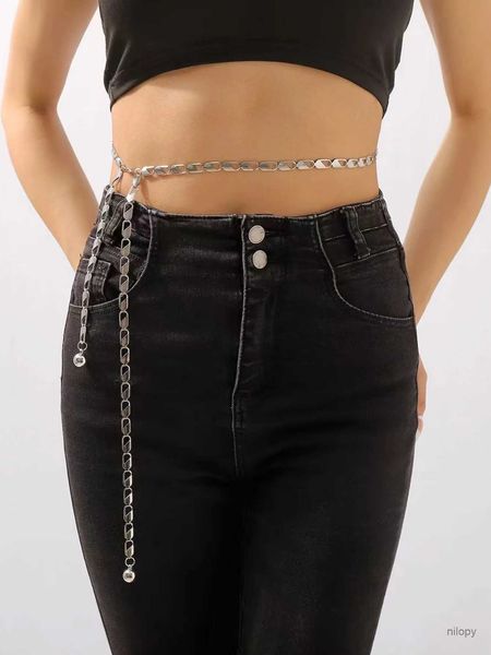 Correias da cintura Celra uma cadeia de cintura de metal saia de corrente oca de feminina pequena bola pendente de cinto casual cenário cinto