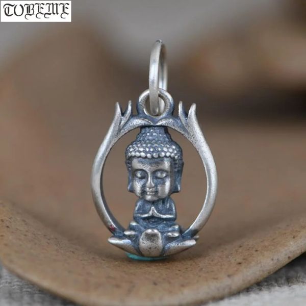 Pendenti 100% 925 argento tibetano buddha pendente buddista sakyamuni buddha donne tibetane donne ciondolo buona fortuna amuleto