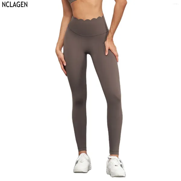 Calças ativas nclagen lycra fitness feminino de cintura alta esportes com ioga treping ginástica de ginástica sexy calças respiráveis