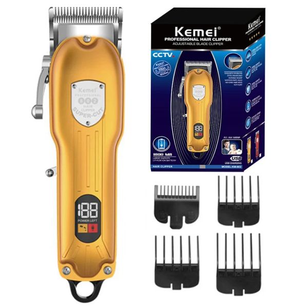 Clippers Kemei 802 Профессиональный электрический триммер для волос профессиональный беспроводной мощный клиппер для мужчин регулируем