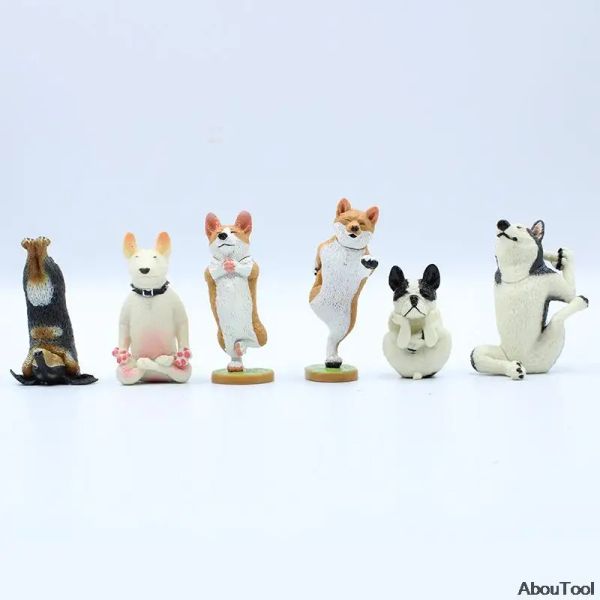 Toys Dog Yoga Master Model Doll Kuchen Dekoration Car Niedliche Haustier PVC Spielzeug 6pcs/Set Home Figurine Home Collection Dekoration Spielzeug Geschenke