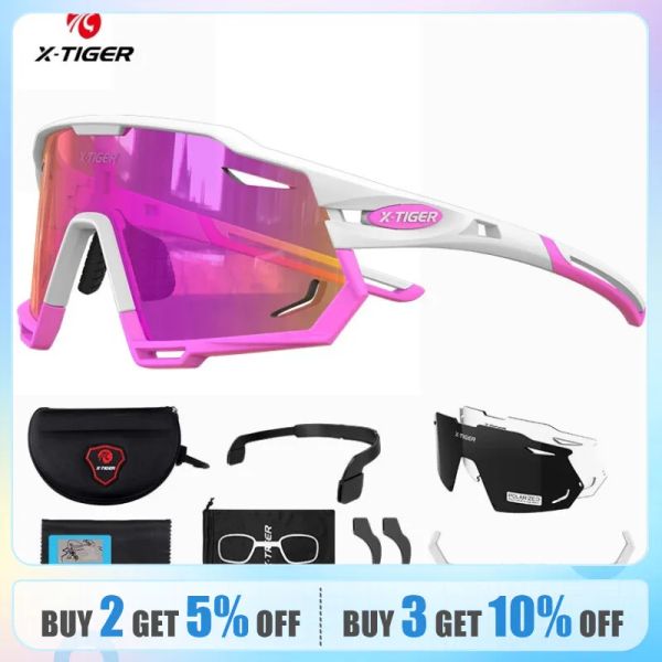 Sonnenbrille Xtiger Radsport Sonnenbrille Neues Original Design White Frame Sports Brille UV400 Esay Installieren Sie polarisierte Fahrradmänner MTB Rennen Rennen