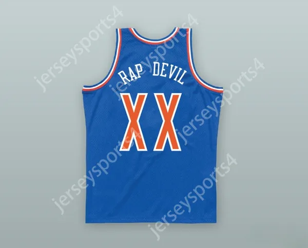 Personalizado qualquer nome Número masculino Juventude/Kids MGK XX Rap Devil School Antiga Escola Blue Basketball Jersey Top Stitched S-6xl