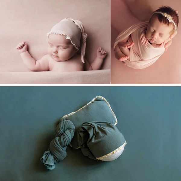 Accessoires 4pcs Set Neugeborene Babyfotografie Requisiten Elastische Wrap große Größen Deckenfoto Hintergrund Infant Shoot Studio Accessoires Kissen Kissen