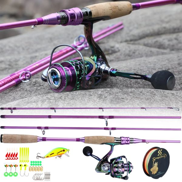 Accessori Sougayilang canna da pesca e bobina combo bobina di pesca rotante e canne da filatura ganci per la lenza della lenza float set completo