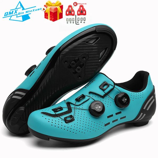 Обувь велосипедная обувь мужчина синяя бессмысленная шпилька Spd Road Bike Shoes Selllocking Racing конкурс женщин.