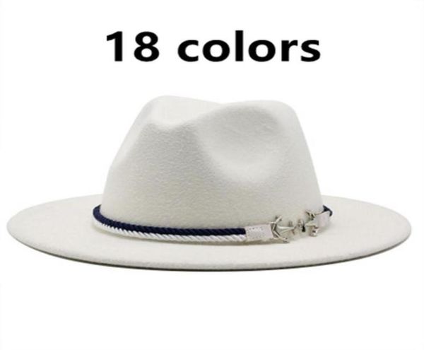 Chapéus de aba larga Mulheres039s Hat Solid Fascinator Caps de algodão projetado Fedora Men Women Winter Autumn Classic UNissex Felt4708061
