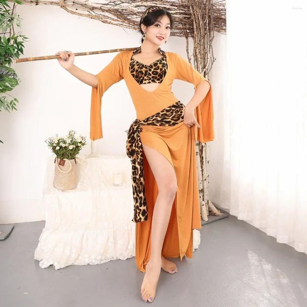 Sahne Giyim 2024 Göbek Dans Kostümü Kadın Performans Rattan Stick Mısır Halk Özel Said Robe Elbise Seti
