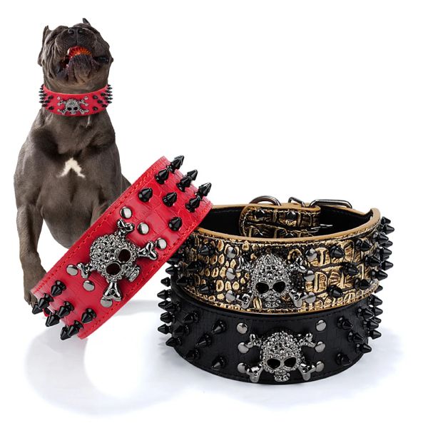 Kragen Hundekragen mit Stachel gestoßen Pet -Halskette für kleine mittelgroße Hunde Bulldoggen einstellbarer Antibite -Kragen