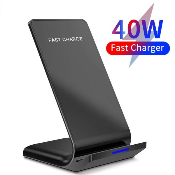 Chargers 40W Wireless Caricatore Stand di ricarica veloce per iPhone 13 12 11 Pro xs XS XR Samsung S20 S10 Supporto per telefono Xiaomi