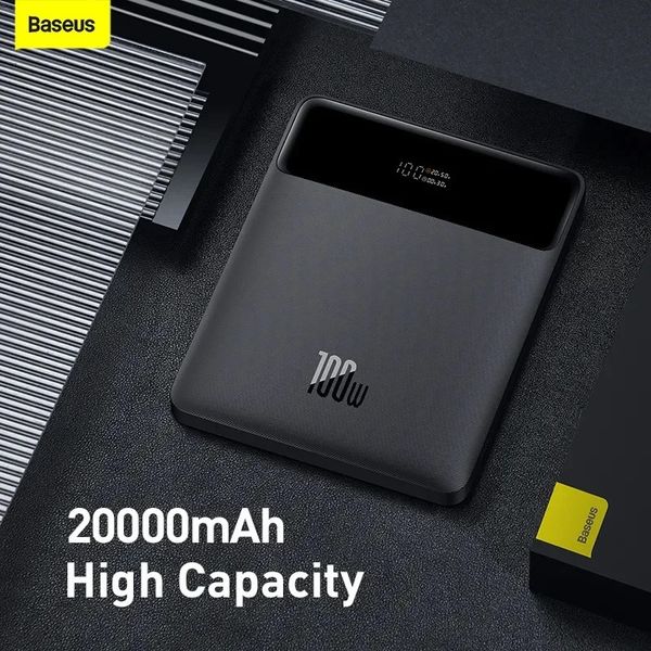 Baseus 100W Güç Bankası 20000mAH Tip C Tip PD Hızlı Şarj Powerbank Taşınabilir Harici Pil Şarj Cihazı 100W kablolu Defter 240419