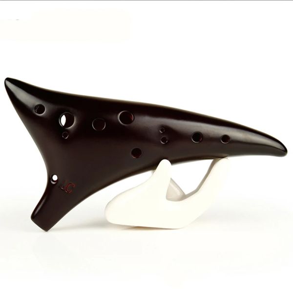 Инструмент 12 лунок Sharp Hole Ocarina Alto C темно -коричневые музыкальные инструменты гладкий вид деревянный инструмент легко изучать