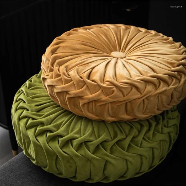 Travesseiro de sofá de estilo europeu arremesso de veludo de luxo, tecido redondo de roda redonda de abóbora cojines decorativos