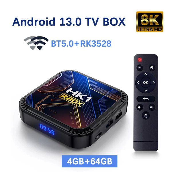 Receptores Android 13 Set Top Box RK3528 Quad Core CORTEX A53 WIFI5 Dual WiFi Suporte 8K Vídeo BT5.0+ 4K 3D Voice Media Player TV Box