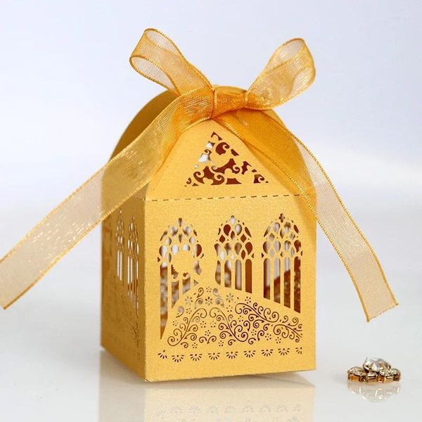 Geschenkverpackung 50pcs Laser Cuty Box Church Hochzeit Braut Prinzessin Cookie Verpackungsbeutel S Voraussetzungen Container