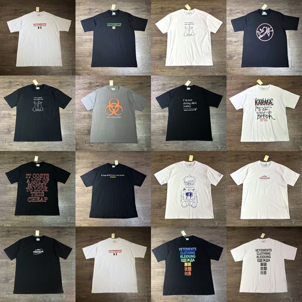 Vetements camiseta homens mulheres manga curta rua tendência casual 1: 1 tops de alta qualidade camisetas