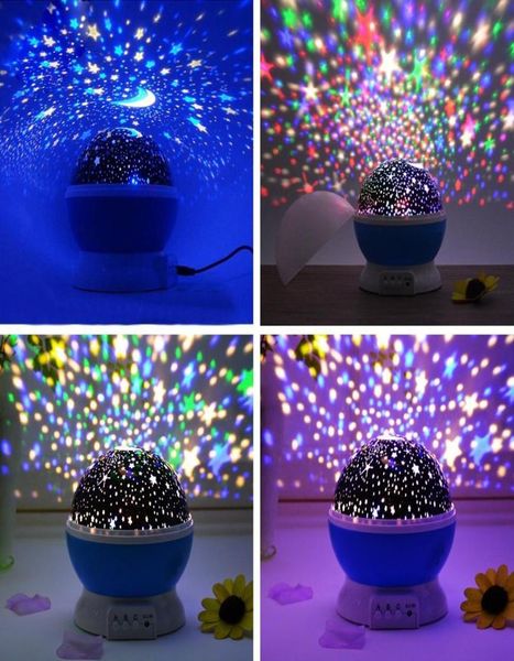 Dönen Gece Işığı Projektör Lambası Yıldızlı Gökyüzü Yıldız Unicorn Kids Bebek Uyku Romantik LED projeksiyon lambası USB Pil3335307