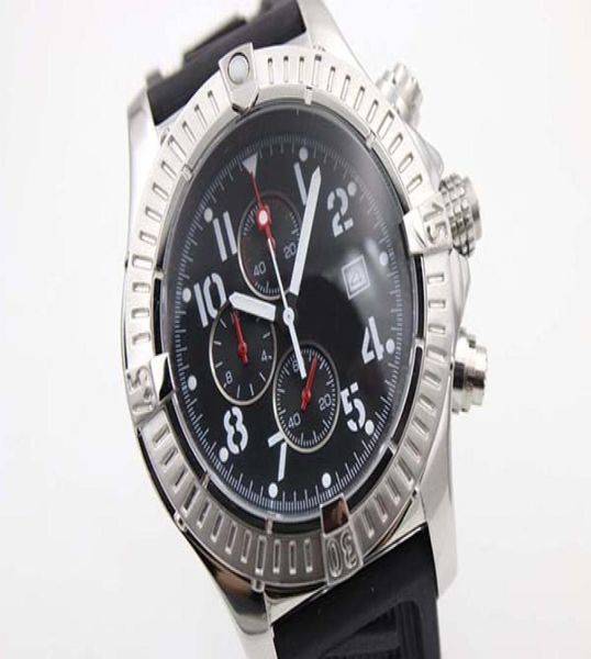 New Black Dial Sewolf Watch Gummi -Seela Wolf Quarz Chronograph Gürtel Männer weiße Edelstahlzeiger Uhren Männer039s Sport Armbandw4422668