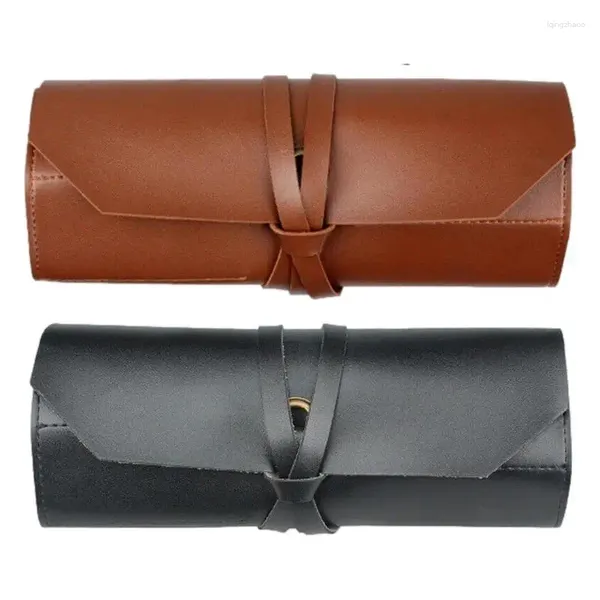 Bolsas de armazenamento Roll Organizer Leather Roll-up para homens Chave vintage da bolsa