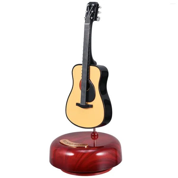 Figuras decorativas Caixa de guitarra com base rotativa de instrumentos clássicos artesanato tem temas de arte tema