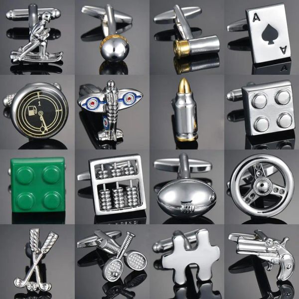 Links clássicos de camisa francesa Cufflinks de qualidade oval/bala/cavalo/caneta Button Metal Metal's Clothing Acessórios jóias