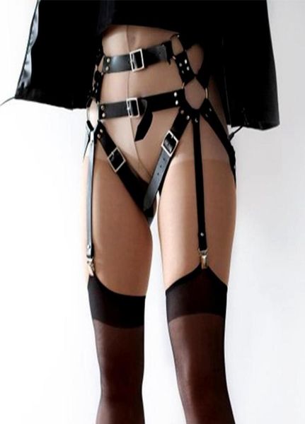 Cintos sexy mulher coxa escravidão arnês cinturão erótico lingerie erótica de couro tira punk gótico ligas de pólo de dança