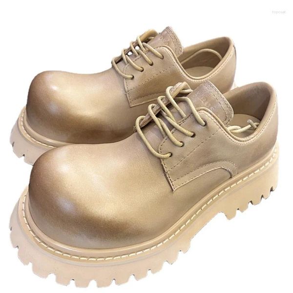 Freizeitschuhe echtes Leder Derby Retro Height erhöht für Frauen im College -Stil der Frauen, der dicker Boden erhöht wurde