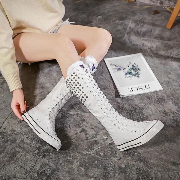 Casual Shoes Super High Top Canvas Herbst Stiefel Niete Flat Student cool