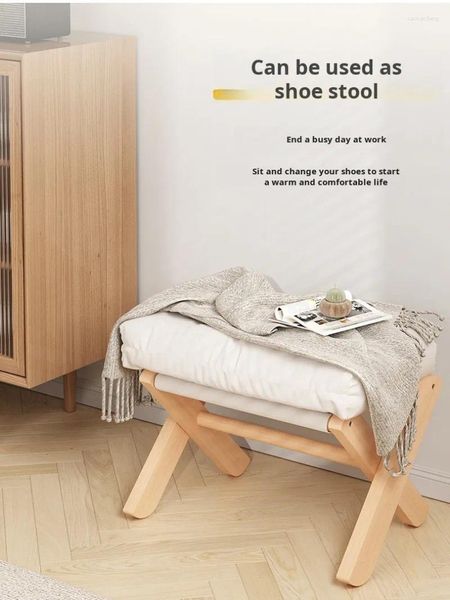 Kissen Holztür Schuhschuhhocker Zwerg gepolsterte kleine Bank Couchtisch Sofa