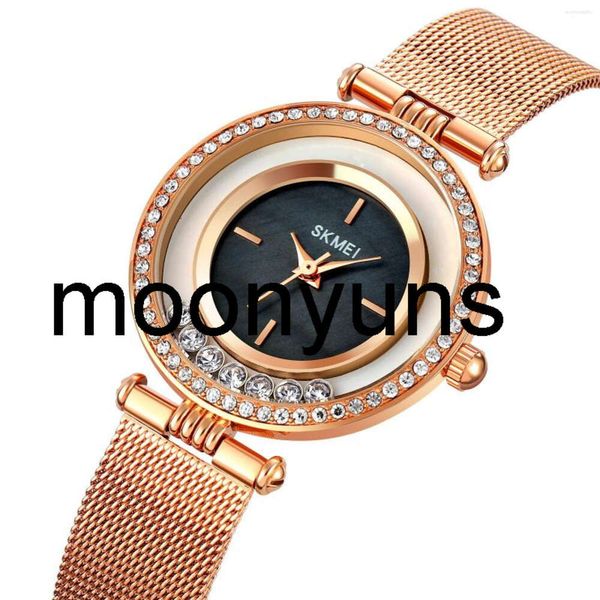 Skmei Watch Armswatches Skmei Stylish Diamond-Set Womens Watch Luxus-Strass-Mutter- und Perle-Zifferblatt Delikat
