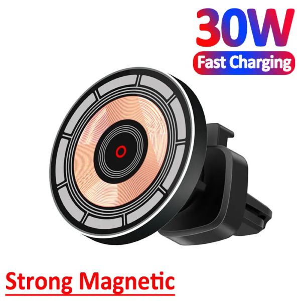 Ladegeräte 30W Magnetischer Auto Wireless Ladegerät AIR Vent Car Telefonhalter für iPhone 14 13 12 Pro Max Autokonladegeräte Schnellladestation Mount Fast Lading Station