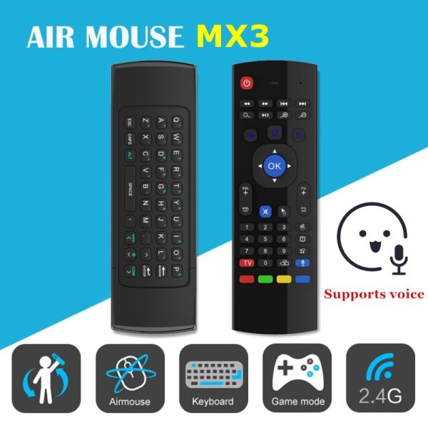 Controllo 2.4G MX3 Air Mouse Smart Voice Remote Control RF Tastiera wireless retroillumina MOUSE MX3