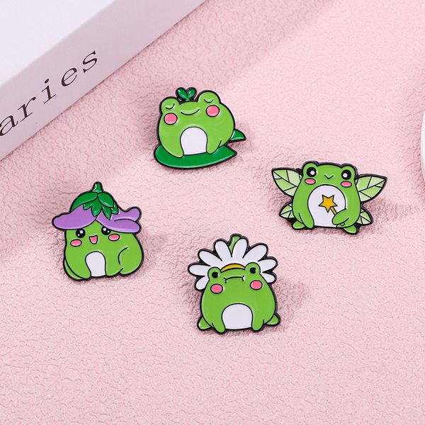 Broschen Stecknadel für Frauen Kinder Rucksack Bastelkleid Dekor Metall Mustige Cartoon Tier Frosch Mode Schmuck Großhandel Brosche Stifte