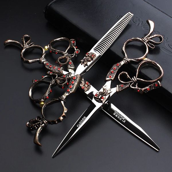 Shears Retro Dressing Scissors da 6/7 pollici a taglio piatto Adattamento senza cucitura per capelli parrucchiere Particolo per taglio di capelli Special Tacut Scissors Collezione