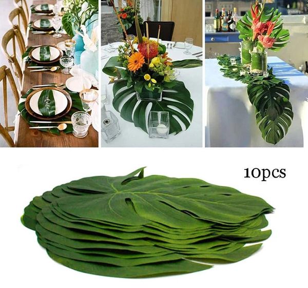 Dekorative Blumen 10pcs künstliche Palmblätter Dschungel thematische Party Stranddekoration Blumenarrangement Accessoires Placemats Untersetzer Untersetzer