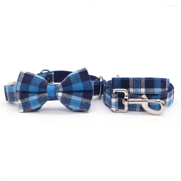 Hundekragen klassische Plaid Bowtie Kragen Leine kostenlose Gravur personalisieren und anpassen Metall