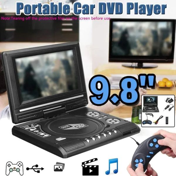 Player Player 9,8 pollici di casa portatile DVD DVD Player VCD CD Game TV TV Adattatore USB Adattatore FM Radio Ricezione UE/US/AU Plug