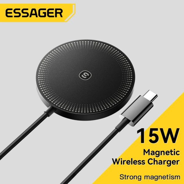 Chargers Essager 15 Вт магнитные беспроводные зарядные устройства быстро зарядка кабель тип C для iPhone 14 13 12 Pro Max Qi Беспроводное зарядное устройство Зарядные устройства.