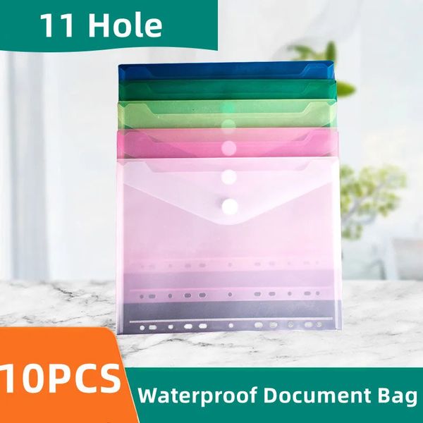 10pcs A4 File Bag Datei Lose-Blatt-Büro-Studenten Schreibwarenleitungen mit großer Kapazität wasserdichtem Dokument Organizer 240416