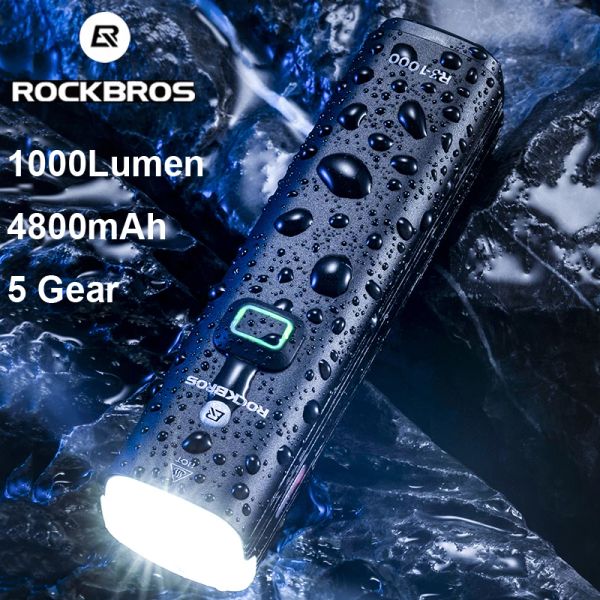 Luci per biciclette luci 1000 lumen 4800 mAh ciclismo faro bagliore per bagliori torcia usb ricarica mtb road bici equipaggiamento