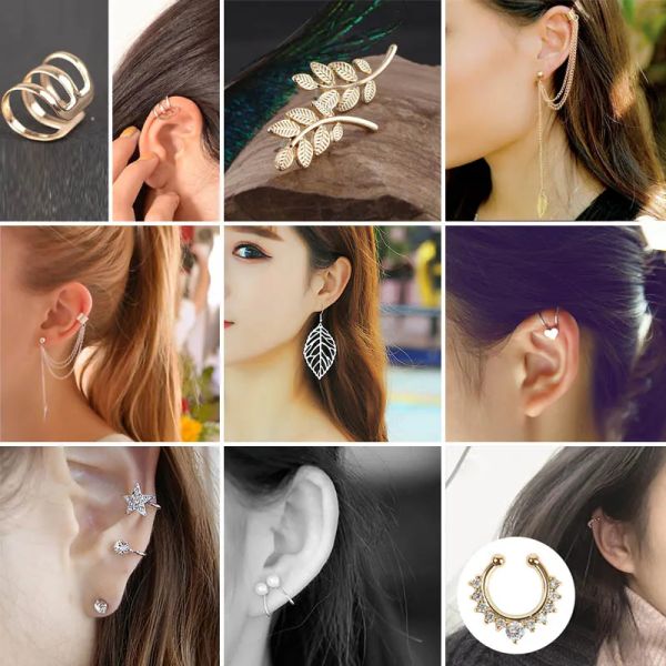 Ohrringe New HipHop Style Mode Punk Rock Ohr Clip Cuff Wrap Ohrringe ohne Piercingclip auf Ohrring Statement Schmuckohrclip