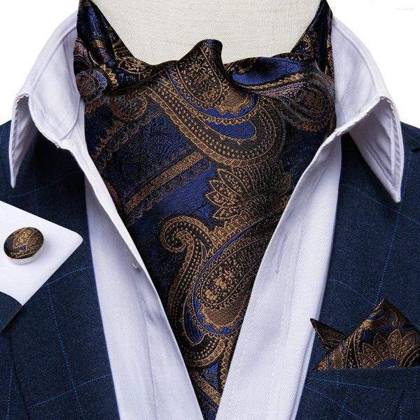 Bow ties Fashion Men cravatta in seta vintage British Bussines Gentleman Cravat Ascot Set for Wedding Party Formale Accessorio formale Accessorio