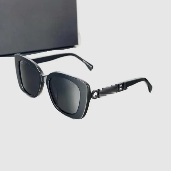 Óculos de sol mulheres óculos de sol luxuosos de óculos polarizados de óculos de letra de letra de letra de enxerto de tamanho completo UV 400 Sonnenbrillen Black FA096 H4