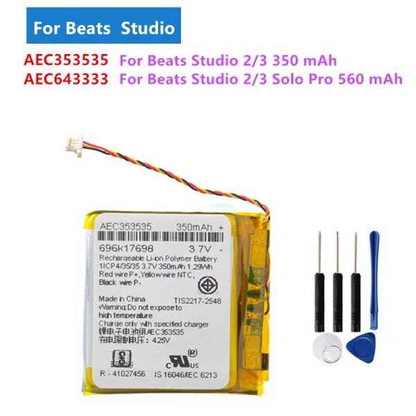Batterien AEC353535 AEC643333 Neuer Headset -Akku für Beats Solo 2.0 3.0 Studio 2 3 Pro Solo2 3 Original Batterie Wireless +Tools