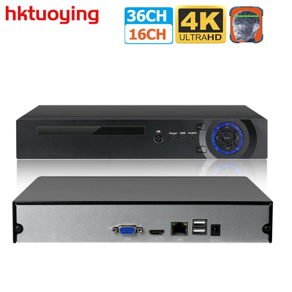 Объектив 36CH 16CH 4K 8,0MP H.265 Сеть NVR Recorder для HD 3MP 4MP 5MP POE IP -камера Обнаружение лица 802.3AF ONVIF 2.4