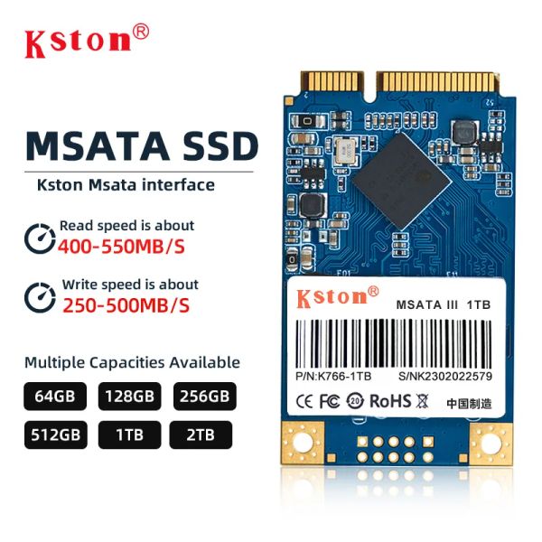 Drives Kston MSATA SSD 3050 64GB 128GB 256GB 512GB 1TB 2TB HDD PARA COMPUTADOR 3x5cm Drive rígida de estado sólido interno para laptop HP Desktop