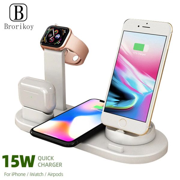 Станция Carders Wireless Charge Crackte Station Typec Fast Charging Stand для iPhone 14 13 12 Samsung Xiaomi Desk Chargers для AirPods Iwatch