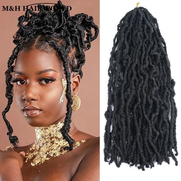 Schwarze Faux -Locs Häkeln Zöpfe Haare 18 Zoll Synthetisches Flechthaar Nu Locs Curly Soft Locs Dreadlocks Haare für Frauen 240409