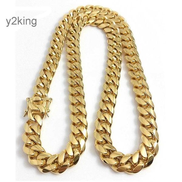 18k Gold Miami Cuban Link Chain Halskette Hip Hop Edelstahlschmuck Halsketten AIP4